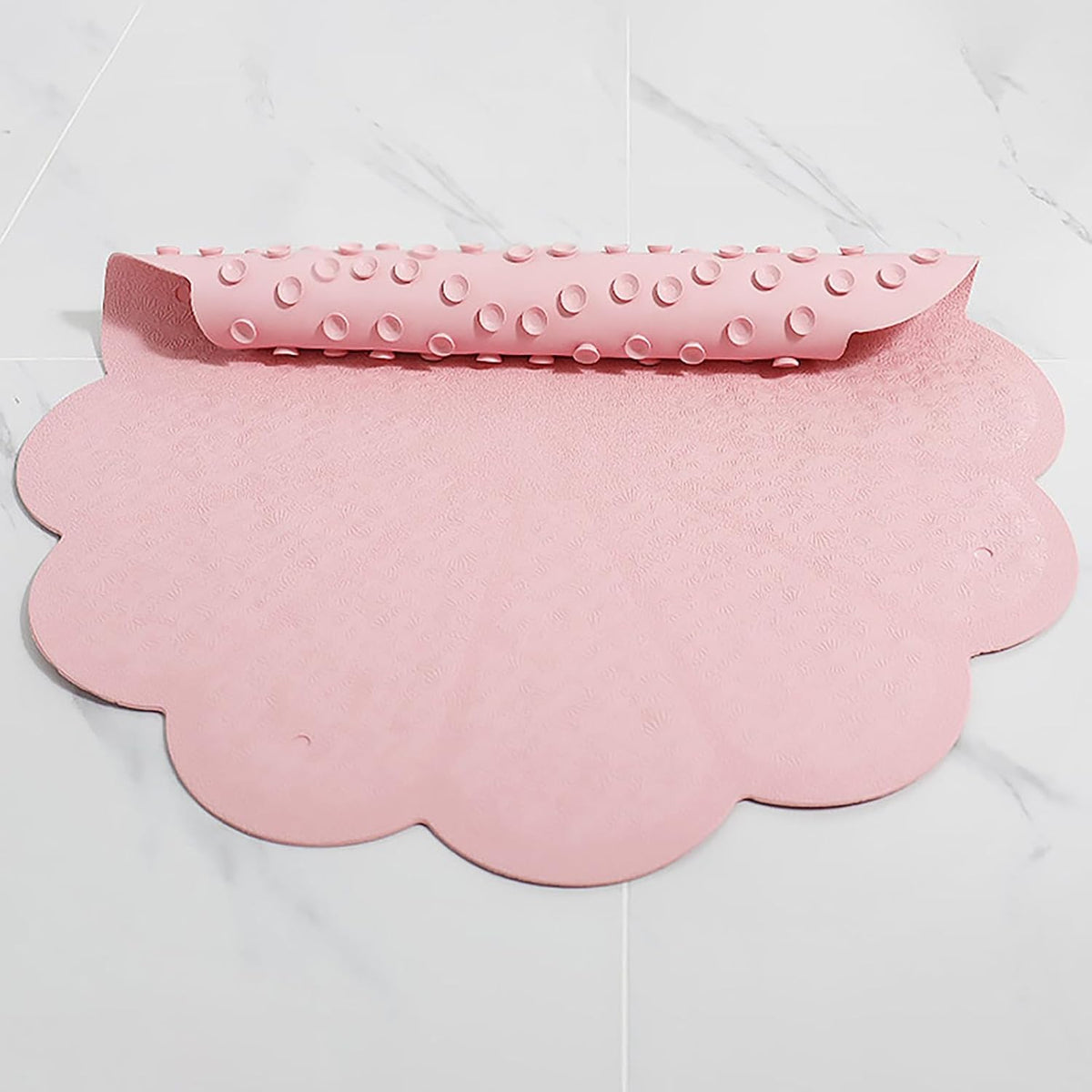 Flower Shape Bathroom Floor Mat Quick Dry Shower Mat Inside Shower, Breathable Bath Mats for Bathroom Non Slip Bathtub Mat with Suction Cups, Anti Slip Floor Mat for Bath Tub 21X21in,Pink