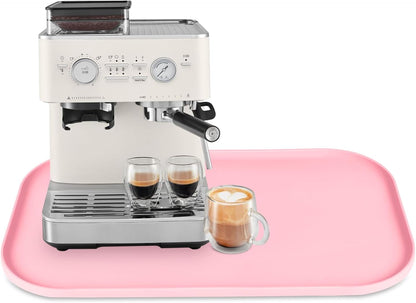 Silicone Coffee Maker Mat with Lip for Countertops, 24'' x 16'', Pink