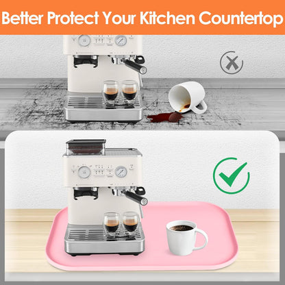 Silicone Coffee Maker Mat with Lip for Countertops, 24'' x 16'', Pink