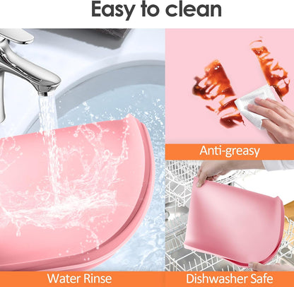 Silicone Coffee Maker Mat with Lip for Countertops, 24'' x 16'', Pink