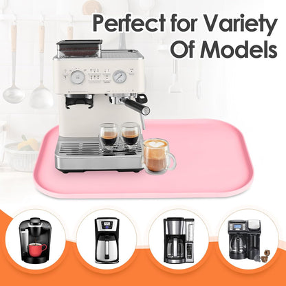 Silicone Coffee Maker Mat with Lip for Countertops, 24'' x 16'', Pink