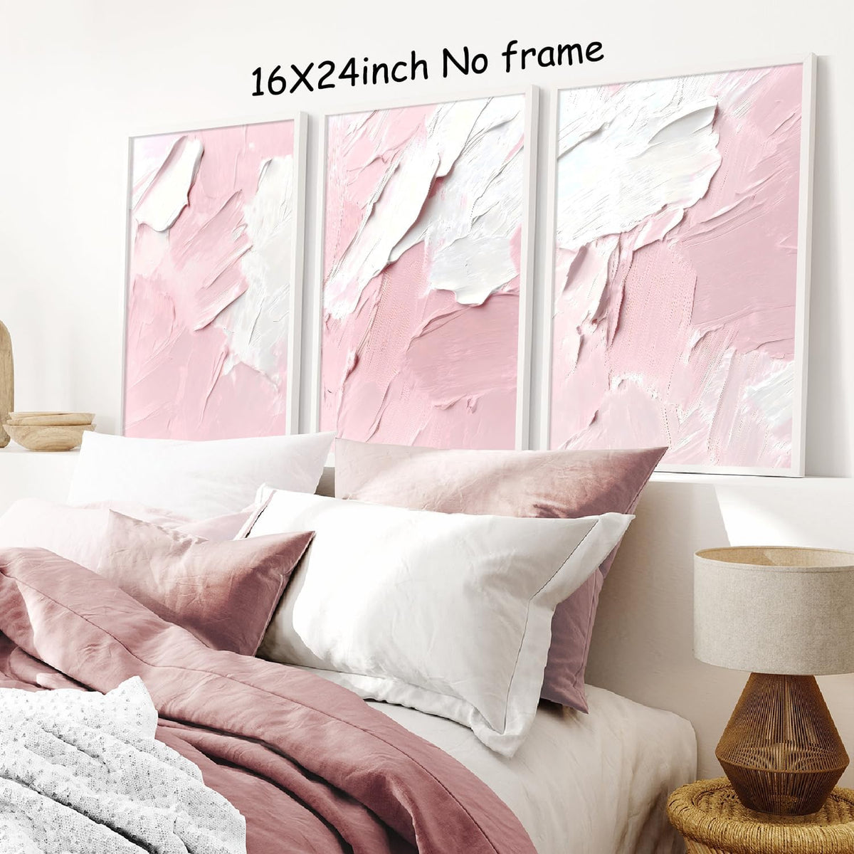 Pink and White Abstract Wall Art Abstract Texture Painting Prints Preppy Pastel Poster Abstract Oil Pastel Wall Art Light Pink White Picture 16x24in No Frame