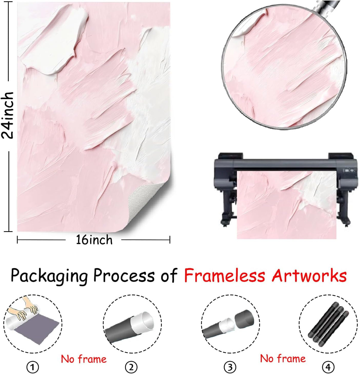 Pink and White Abstract Wall Art Abstract Texture Painting Prints Preppy Pastel Poster Abstract Oil Pastel Wall Art Light Pink White Picture 16x24in No Frame