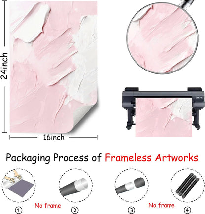 Pink and White Abstract Wall Art Abstract Texture Painting Prints Preppy Pastel Poster Abstract Oil Pastel Wall Art Light Pink White Picture 16x24in No Frame