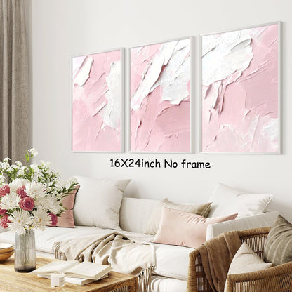 Pink and White Abstract Wall Art Abstract Texture Painting Prints Preppy Pastel Poster Abstract Oil Pastel Wall Art Light Pink White Picture 16x24in No Frame