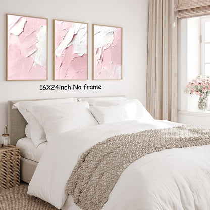 Pink and White Abstract Wall Art Abstract Texture Painting Prints Preppy Pastel Poster Abstract Oil Pastel Wall Art Light Pink White Picture 16x24in No Frame