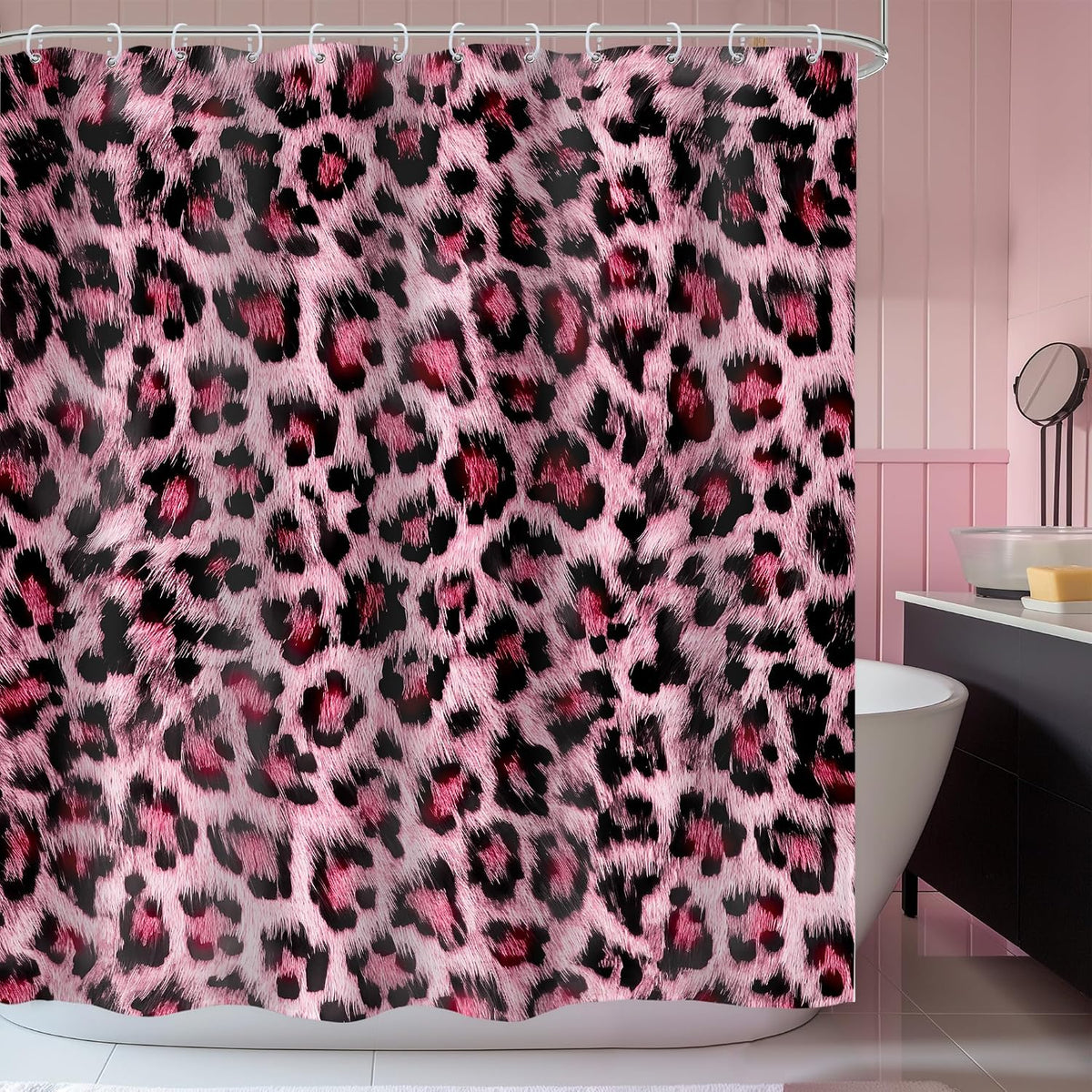 Pink Leopard Print Shower Curtain 60x72 Wild Safari Skin Bathroom Decor