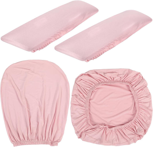 4 Pcs Office Chair Covers Set Computer Universal Protective Stretchable Chair Seat Covers Desk Armrest Cover Slipcovers Pads Office Cushion Backrest for Rotating(Regular,Pink)