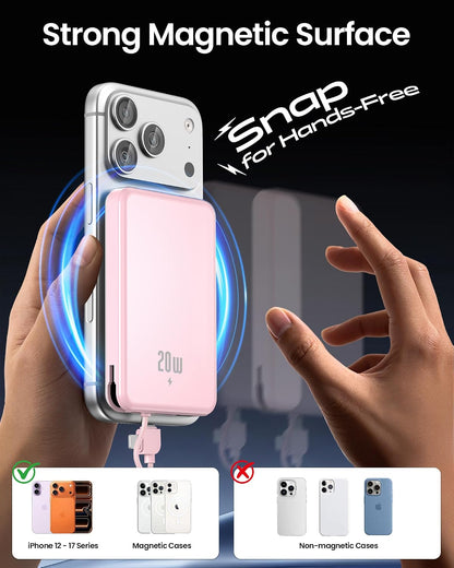10000mAh Portable Charger, 20W Fast Charging, Built-in Cables with Handle