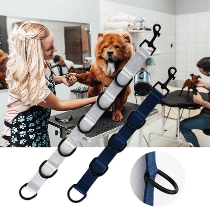 2pcs Dog Grooming Extension Strap with 4 D-Ring and 6 D-Ring Grooming Loops Adjustable Extender Straps Quick Release Pet Dog Leashes for Grooming(Color:Black Silver)