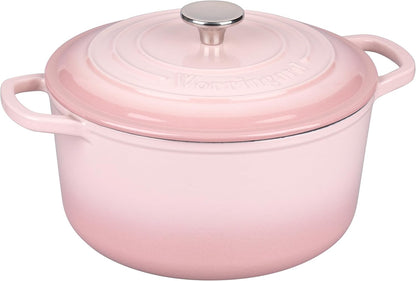 Enameled Cast Iron Dutch Oven Pot with Lid, for Sourdough Bread Baking, Round Dutch Ovens, 4.5 Quart, Pink