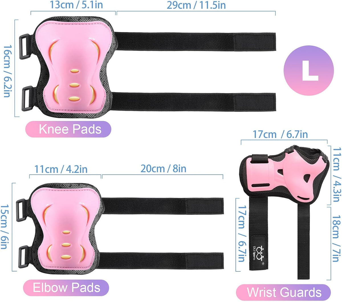 Kids Youth Adult Protective Gear Set Adjustable Knee Elbow Wrist Guards