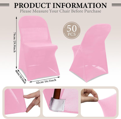 50 Pcs Spandex Chair Covers Bulk for Wedding Banquet, Pink