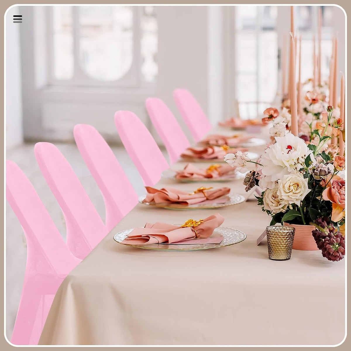 50 Pcs Spandex Chair Covers Bulk for Wedding Banquet, Pink