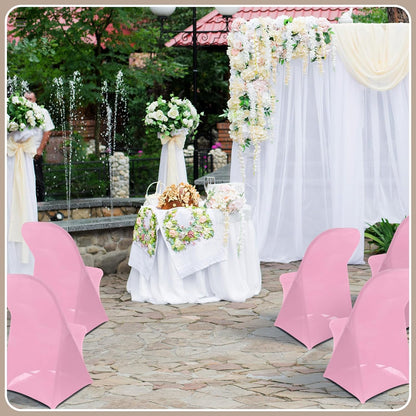 50 Pcs Spandex Chair Covers Bulk for Wedding Banquet, Pink