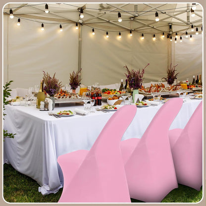 50 Pcs Spandex Chair Covers Bulk for Wedding Banquet, Pink