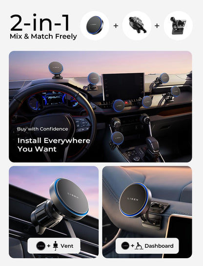 15W MagSafe Car Mount Charger Phone 18,[Light Pink] Magnetic Wireless Car Charger, Dashboard & Air Vent Car Phone Holder Mount for iPhone 17-12, Samsung, Pixel, Cute Car Accessories for Women