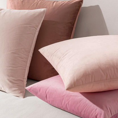 Pack of 2 Velvet Throw Pillow Covers Decorative Square Pillowcase Soft Solid Cushion Case for Sofa Bedroom Chair Car 18x18 Inch Pink