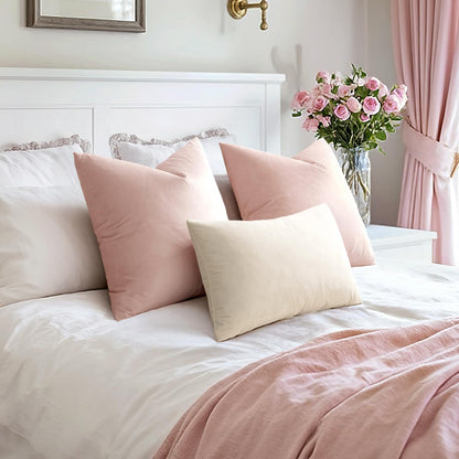 Pack of 2 Velvet Throw Pillow Covers Decorative Square Pillowcase Soft Solid Cushion Case for Sofa Bedroom Chair Car 18x18 Inch Pink