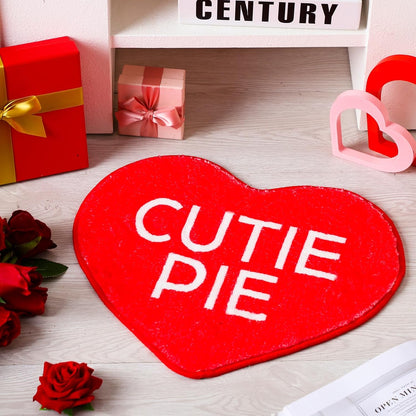 6 Pcs Valentine's Day Heart Rug Valentines Day Bathroom Decor Non Slip Heart Shaped Bath Rugs Red Pink White Mat Doormat for Bathroom Kitchen Living Room Home
