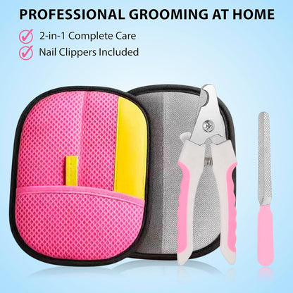Pet Grooming Glove Set for Dogs & Cats – Premium Pet Hair Removal Glove with Free Nail Clippers & Nail File