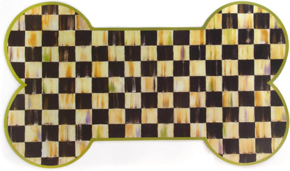 MACKENZIE-CHILDS Pup Placemat, Cute Pet-Food Mat for Dog Bowls and Cat Bowls, Black-and-White Courtly Check