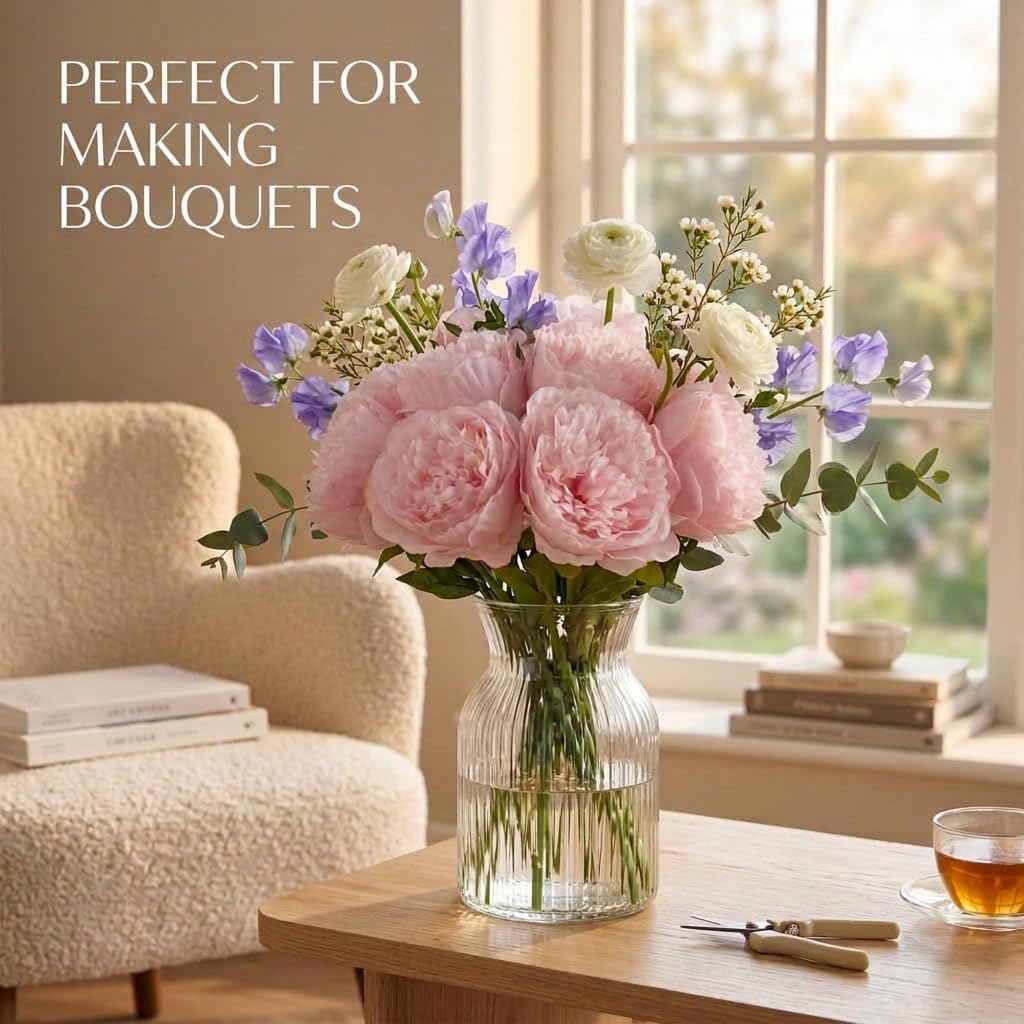 10pcs Artificial Peony Flowers Silk Peonies Realistic Flower Bouquet for Vase Decor Wedding Table Centerpieces Valentines Gifts (Pink)