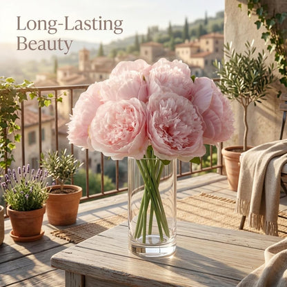 10pcs Artificial Peony Flowers Silk Peonies Realistic Flower Bouquet for Vase Decor Wedding Table Centerpieces Valentines Gifts (Pink)