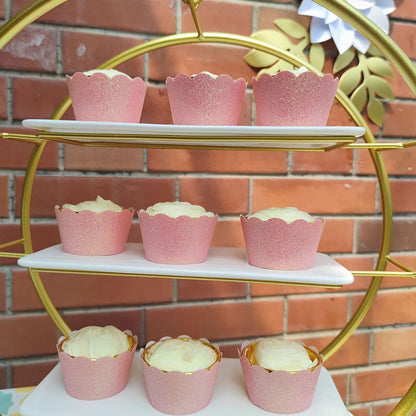 Pink Glitter Cupcake Wrapper 48 Count Paper Muffin Holder for Wedding Girl Birthday Baby Shower Party Cake Decoration