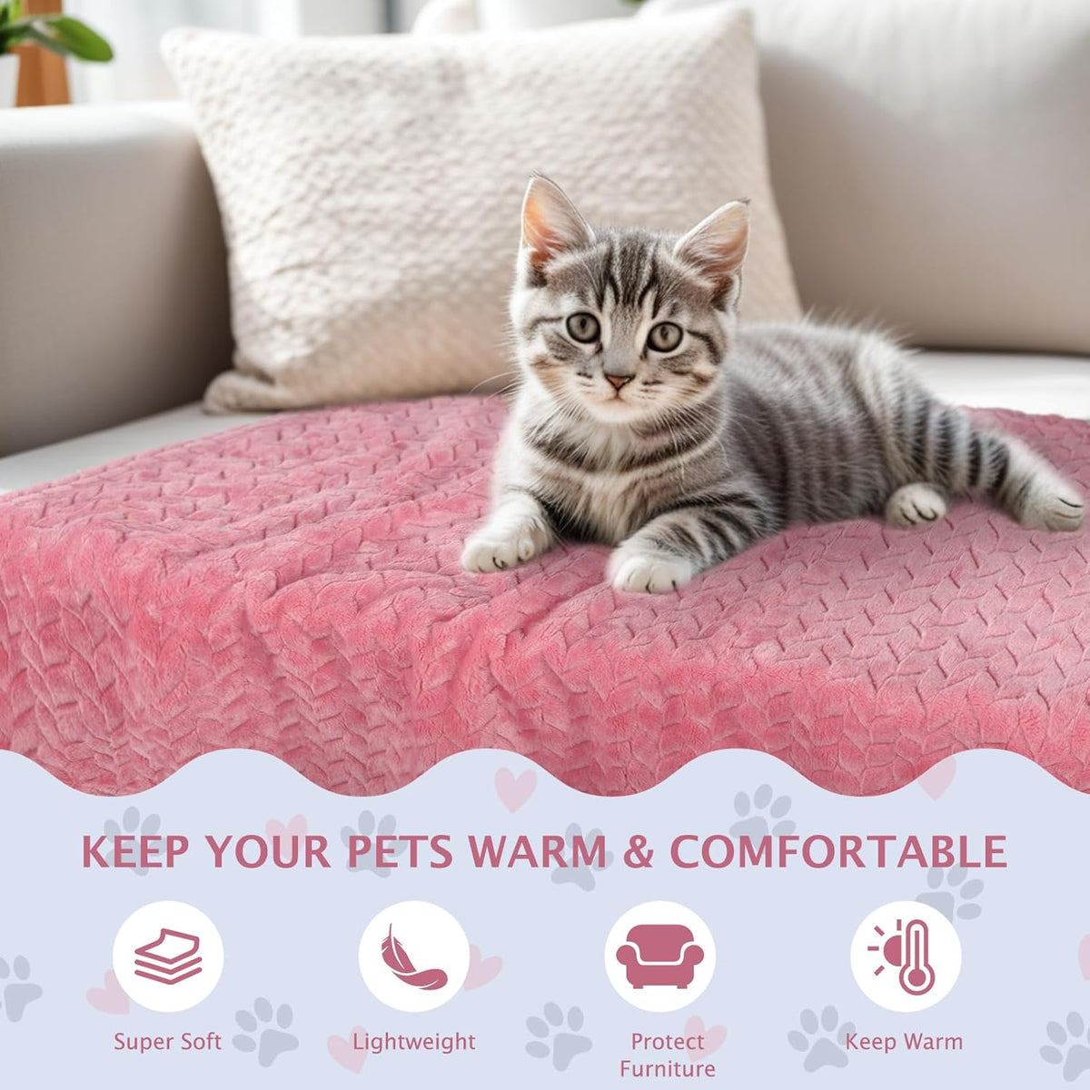 6 Pack Small Dog Blanket, Super Soft Warm Pet Cover Blankets, Wheat Ears Print Puppy Fleece Flannel Blanket for Small Medium Dogs and Cats MW003