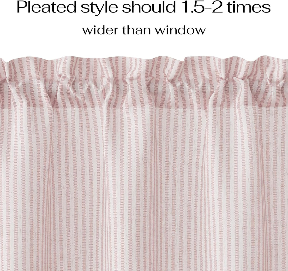 18 Inch Light Pink Striped Linen Window Kitchen Valance, 1 Panel