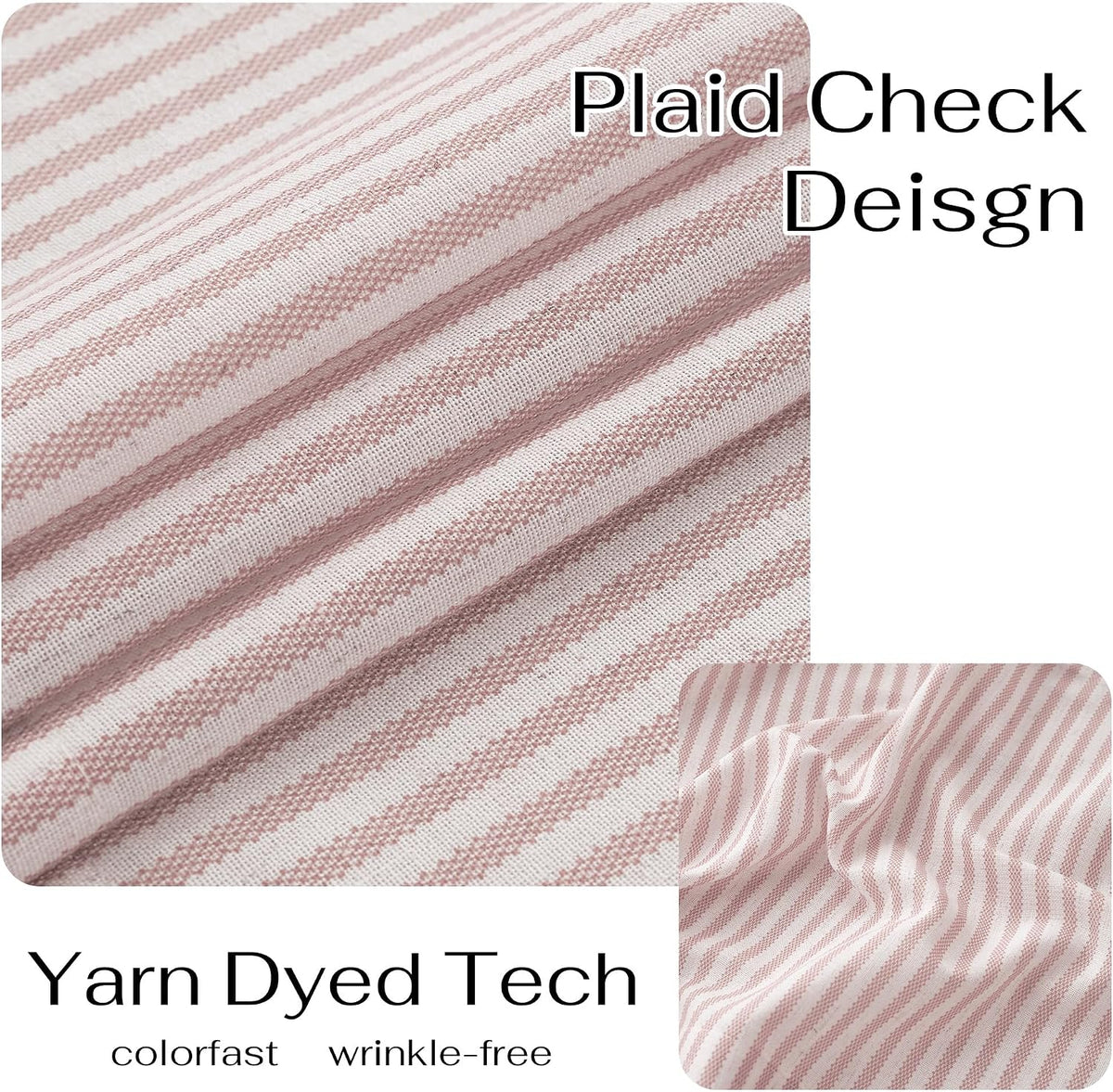 18 Inch Light Pink Striped Linen Window Kitchen Valance, 1 Panel