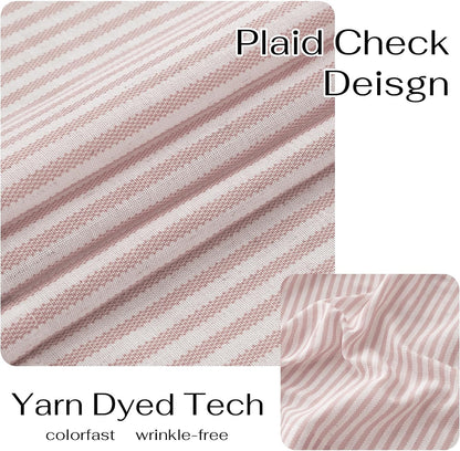 18 Inch Light Pink Striped Linen Window Kitchen Valance, 1 Panel