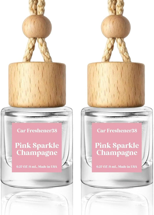 Car Air Freshener Diffuser 2 Pack Hanging Air Freshener Diffuser - Pink Sparkle Champagne Fragrance Oil Air Diffuse r for Car, 45+ Days Long Lasting Fragrance Made in USA (P38)