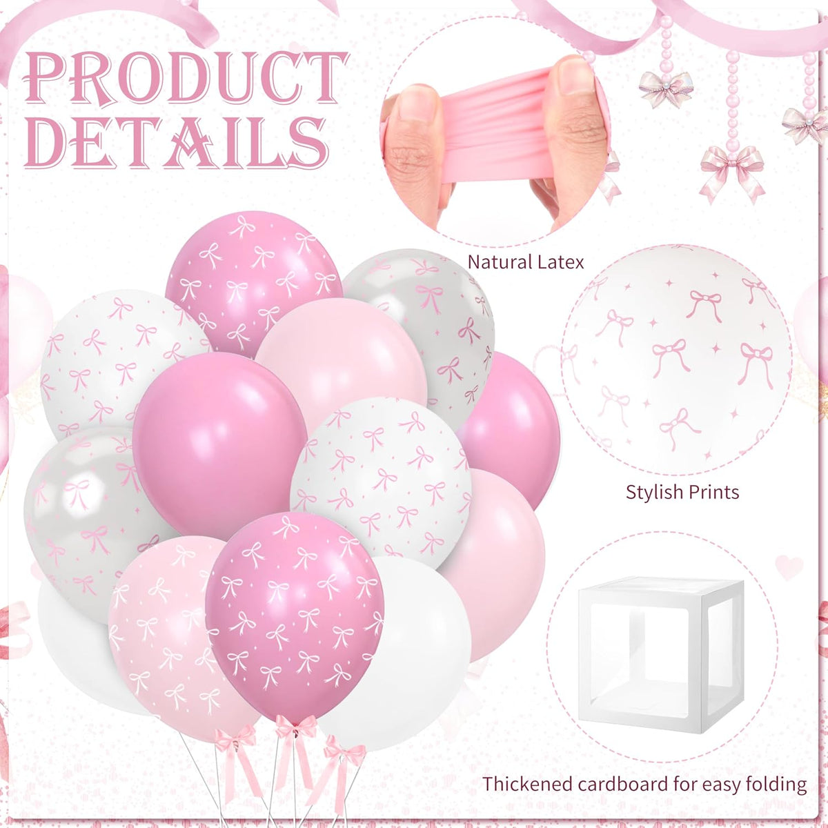 143PCS Pink Bow Baby Shower Decorations for Girl Welcome Baby Girl Party
