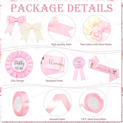 143PCS Pink Bow Baby Shower Decorations for Girl Welcome Baby Girl Party