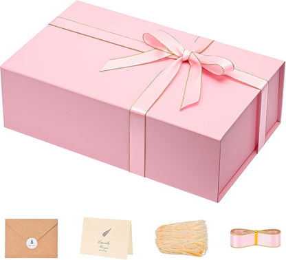 Pink Gift Box 13.85'' x 8.35'' x 4.45'' Gift for women Gifts Large Gifts Boxes for Presents Birthday Magnetic Box for Gifts with Luxury Filler,Card, Ribbon,Sticker 1 Pack