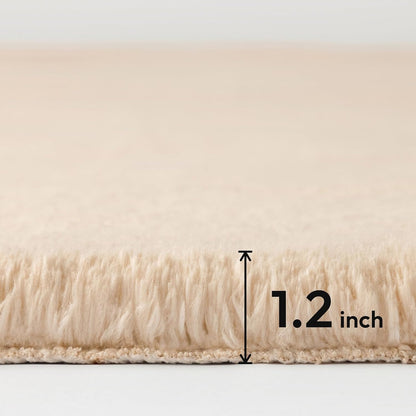 Ultra Soft Faux Rabbit Fur Chair Couch Cover Area Rug for Bedroom Floor Sofa Living Room Pink Round 3 x 3 Feet
