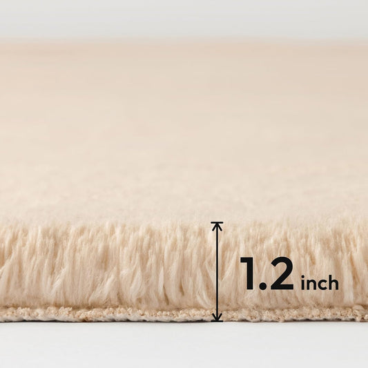 Ultra Soft Faux Rabbit Fur Chair Couch Cover Area Rug for Bedroom Floor Sofa Living Room Pink Round 3 x 3 Feet