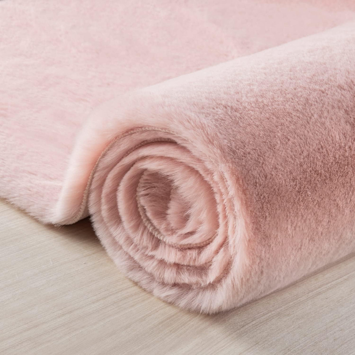 Ultra Soft Faux Rabbit Fur Chair Couch Cover Area Rug for Bedroom Floor Sofa Living Room Pink Round 3 x 3 Feet