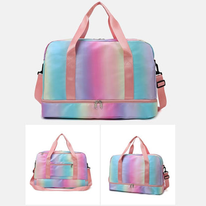Sports Gym Bag with Shoes Compartment & Wet Pocket, Waterproof Overnight Travel Bag for Girl, Women (Gradient Pink)