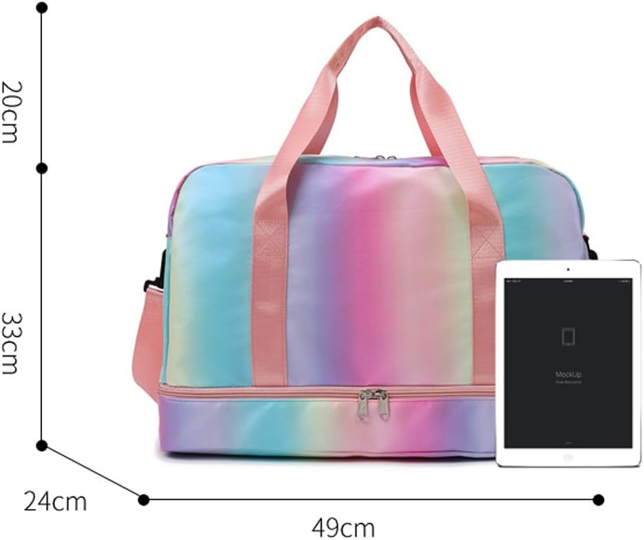 Sports Gym Bag with Shoes Compartment & Wet Pocket, Waterproof Overnight Travel Bag for Girl, Women (Gradient Pink)