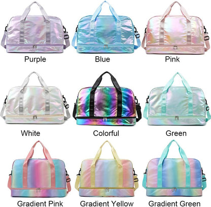 Sports Gym Bag with Shoes Compartment & Wet Pocket, Waterproof Overnight Travel Bag for Girl, Women (Gradient Pink)