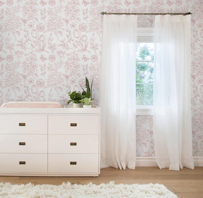 Floral Peel and Stick Wallpaper Pink and White Contact Paper Boho Wall Paper Modern Removable Self Adhesive Butterfly Wallpaper for Bedroom Bathroom Cabinets 17.3"×78.7"