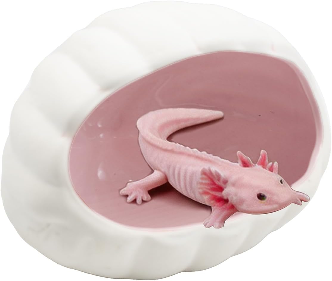 Axolotl Hide Shell Cave, Ceramic Shell-Shaped Fish Tank Hideout, Aquarium Decor Shelter for Small Pet Frog Fish Betta Playing or Hiding Tank Décor, Pink