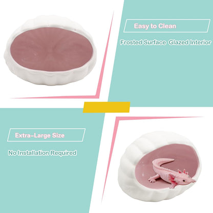 Axolotl Hide Shell Cave, Ceramic Shell-Shaped Fish Tank Hideout, Aquarium Decor Shelter for Small Pet Frog Fish Betta Playing or Hiding Tank Décor, Pink