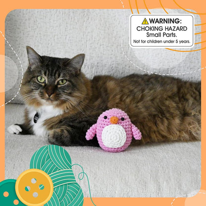 Penguin Crochet Kit for Beginners & Adults | DIY Amigurumi Kit w/Pre-Started Piece, Yarn, Hook, Pattern, Video & Written Tutorial Guide | Great Craft Gift Idea | Ages 15+ (Pink)