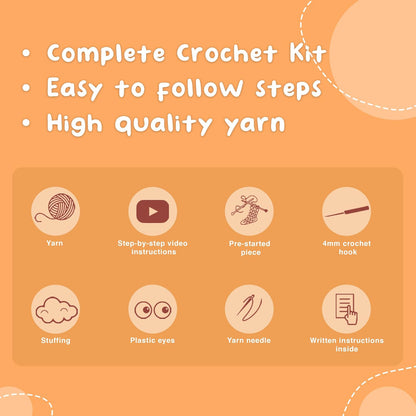 Penguin Crochet Kit for Beginners & Adults | DIY Amigurumi Kit w/Pre-Started Piece, Yarn, Hook, Pattern, Video & Written Tutorial Guide | Great Craft Gift Idea | Ages 15+ (Pink)