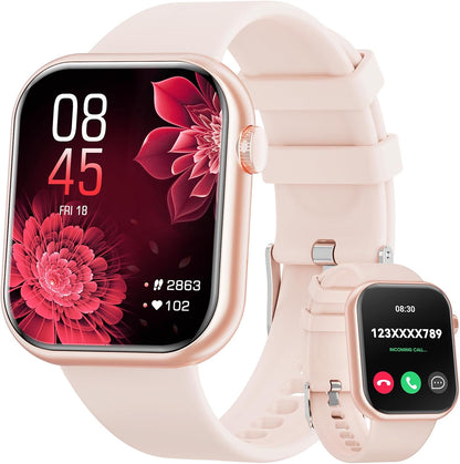 Smart Watch (Answer/Make Call) 1.85inch Fitness Tracker, DIY Dials/Pedometer/Calories/Multiple Sport Modes/Voice Assistant, Smart Watches for Men Women Android iOS Phones