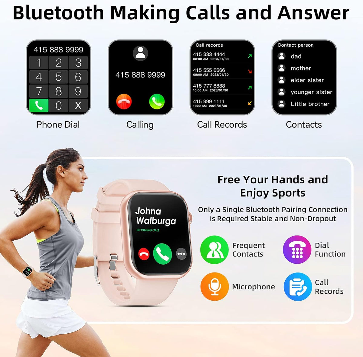 Smart Watch (Answer/Make Call) 1.85inch Fitness Tracker, DIY Dials/Pedometer/Calories/Multiple Sport Modes/Voice Assistant, Smart Watches for Men Women Android iOS Phones